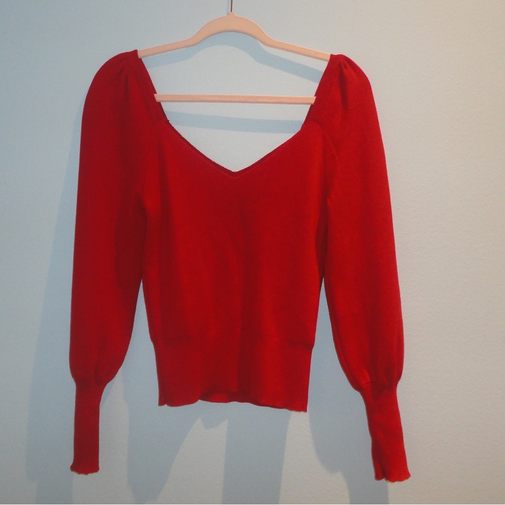 cherry red anthropology sweater